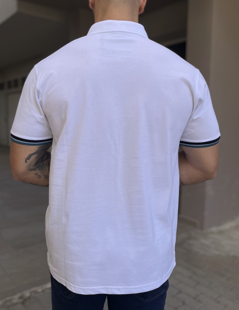 Origin ανδρική λευκή βαμβακερή κοντομάνικη πικέ μπλούζα με Polo γιακά 242721W φωτογραφία